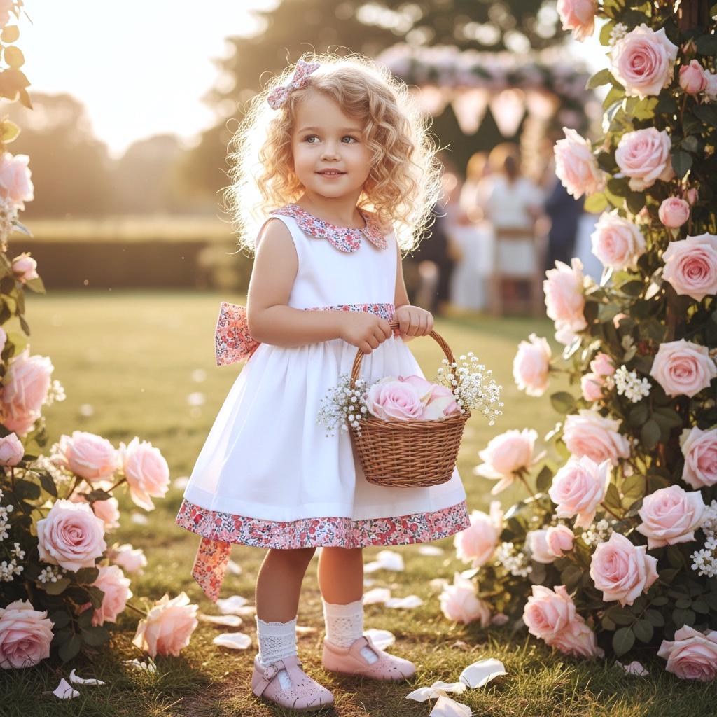 Flower Girl Liberty Dress: White Baptism Dress, Wedding Special Occasion