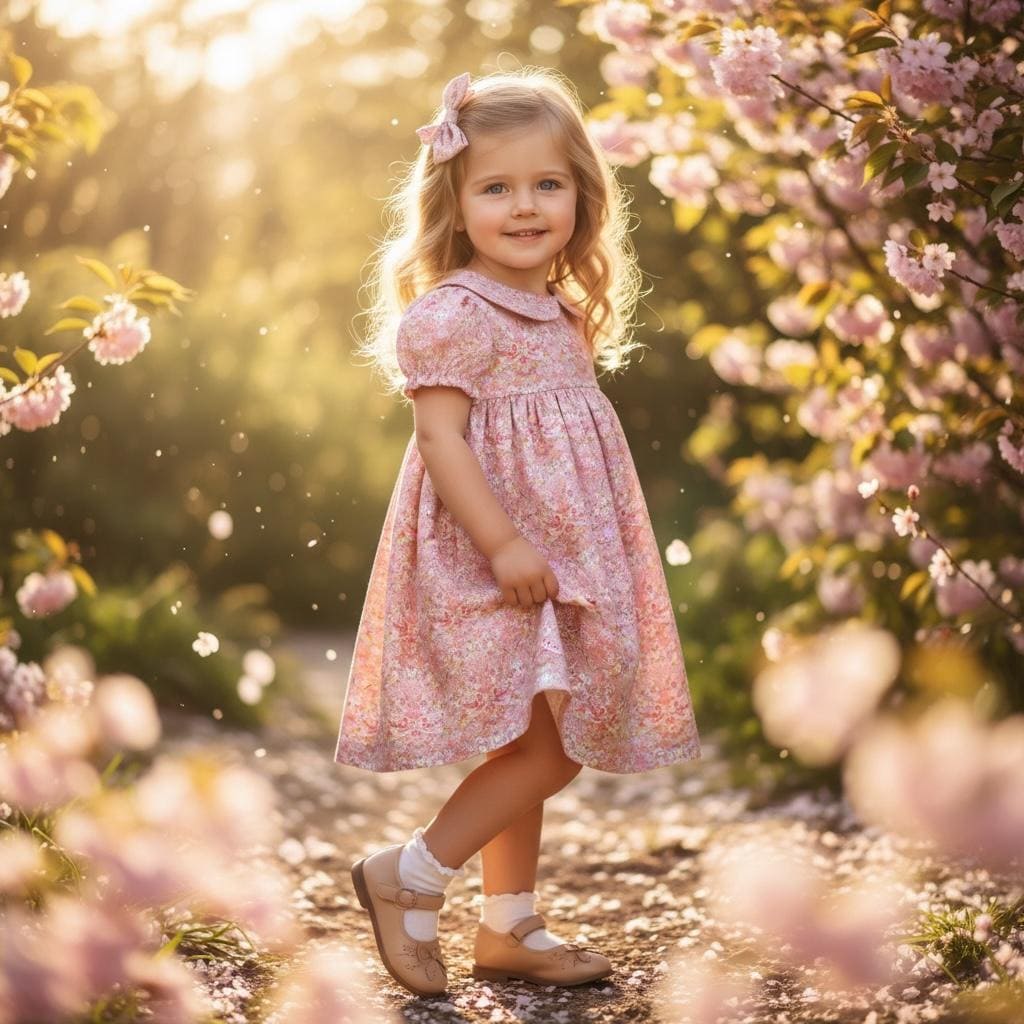 Pink Liberty London Strawberry Thief Baby Girl Dress: Peter Pan Collar, Ditsy Floral Print