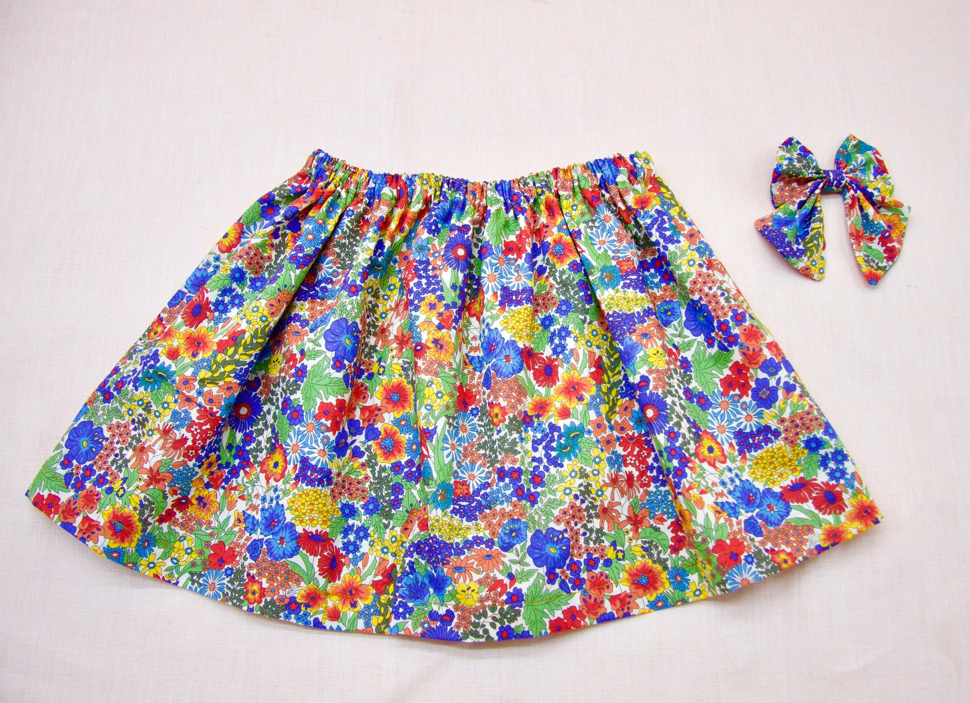 TWINS Liberty Print Fabric Girl Skirt: Pretty Ditsy Floral, Cotton Tana Lawn