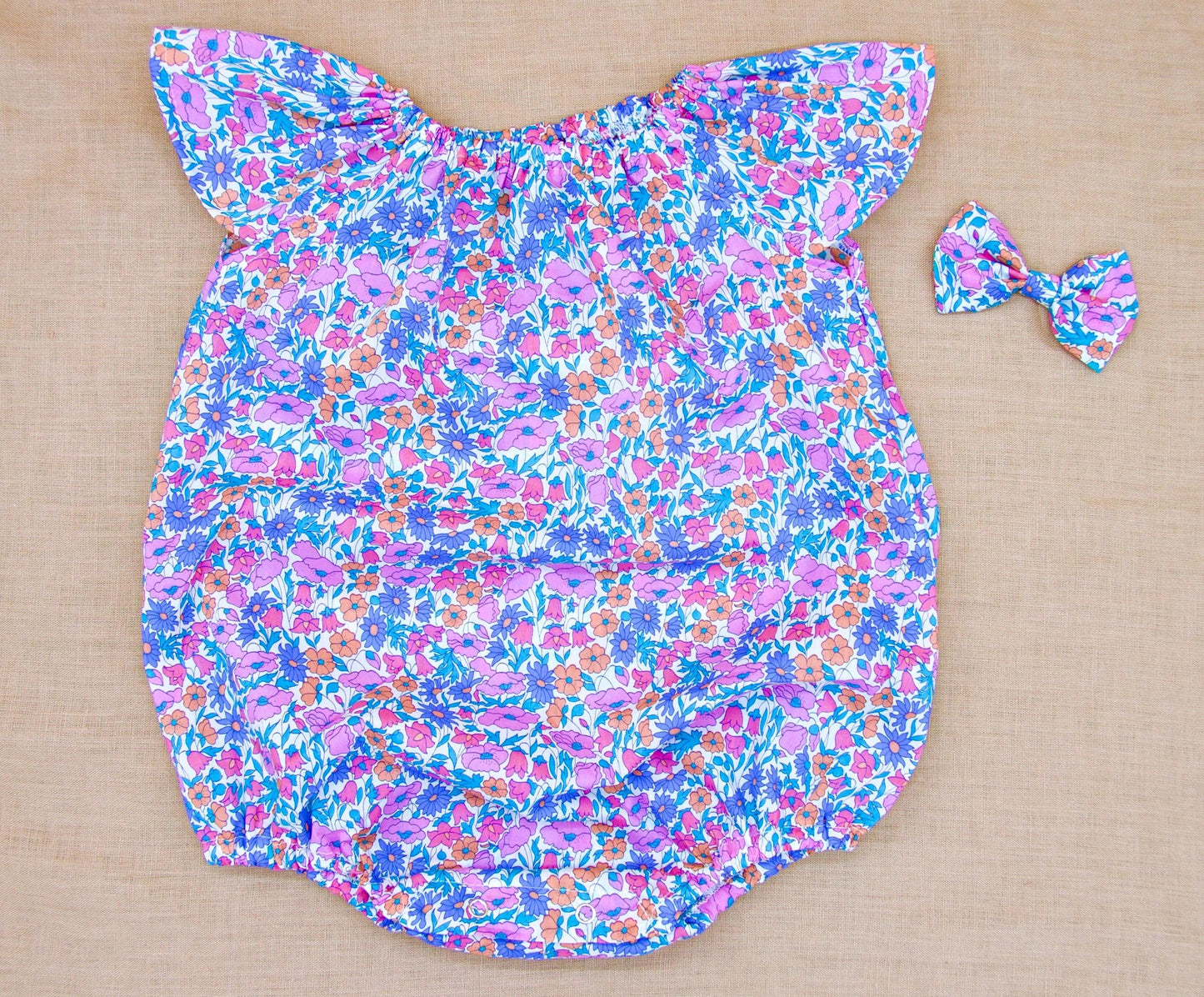 Flutter Sleeves Liberty London Baby Bubble Onesie: Ditsy Floral Print