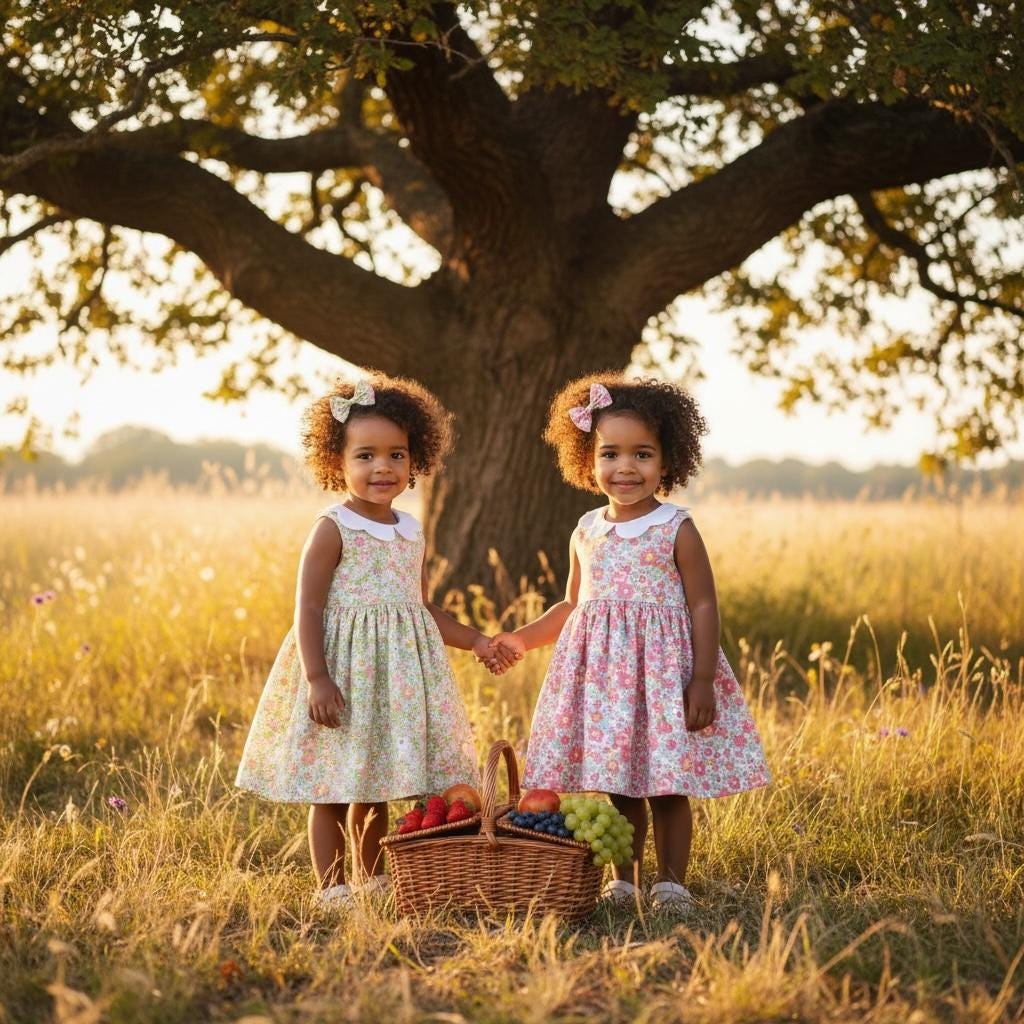 TWINS Sleeveless Liberty London Floral Print Girl Dress: English Cotton Tana Lawn, Flower Girl