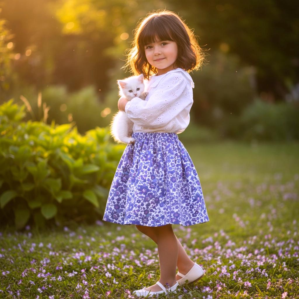 Liberty London Floral-Print Knee-length Skirt, Handmade Ditsy Botanical Children-wear, Personalised Cotton Clothing, Lightweight Outfits