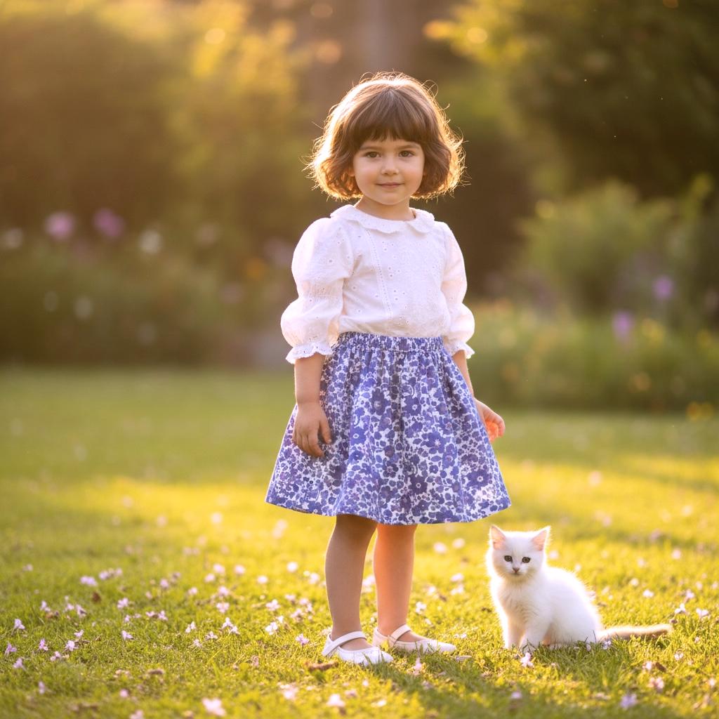 Liberty London Floral-Print Knee-length Skirt, Handmade Ditsy Botanical Children-wear, Personalised Cotton Clothing, Lightweight Outfits