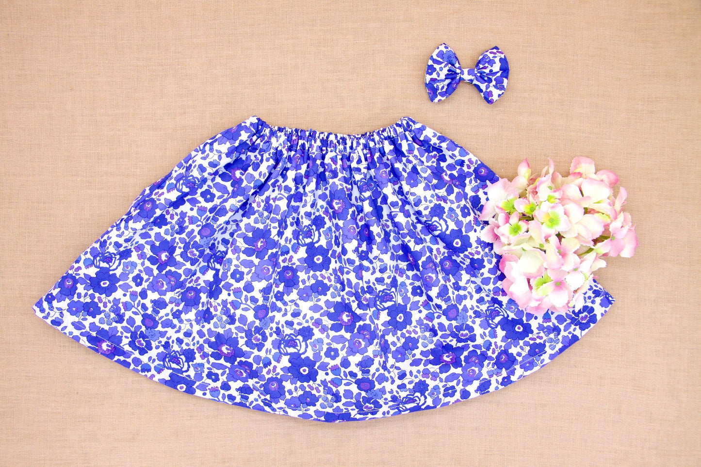 Liberty London Floral-Print Knee-length Skirt, Handmade Ditsy Botanical Children-wear, Personalised Cotton Clothing, Lightweight Outfits