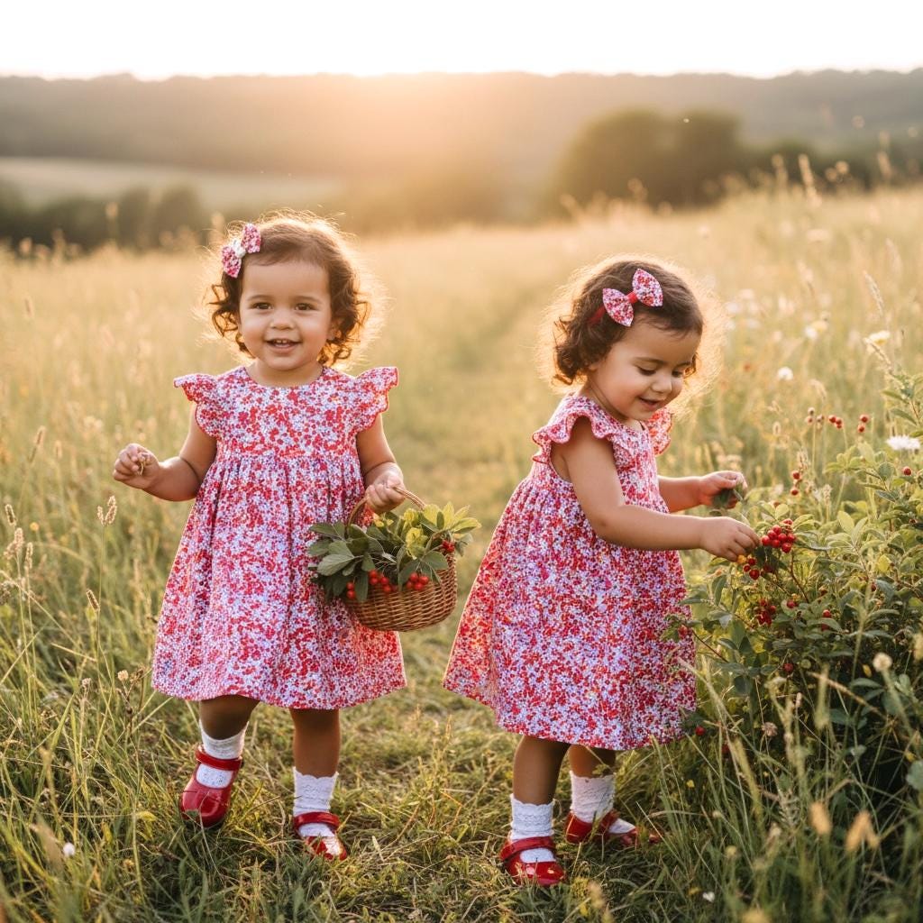 TWINS Sleeveless Liberty London Floral Print Girl Dress: English Cotton Tana Lawn, Flower Girl