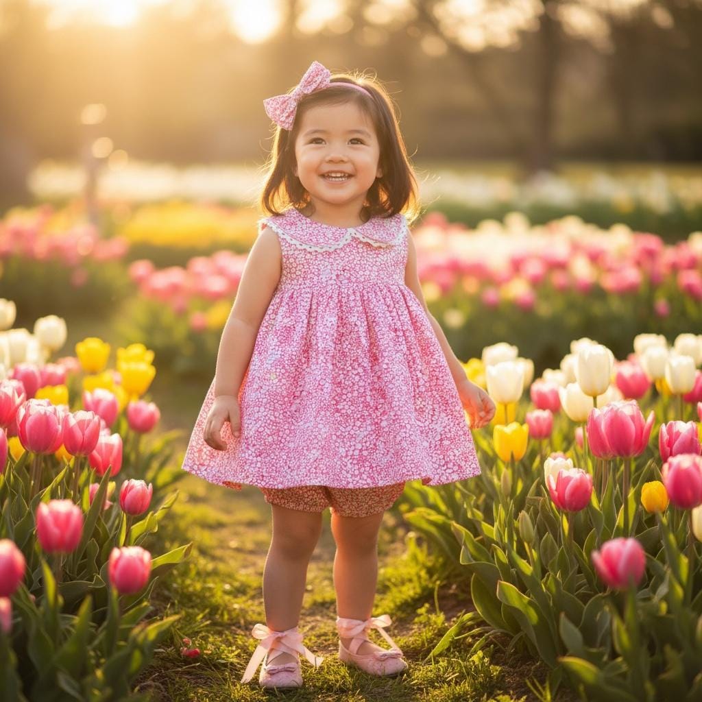 Liberty Floral Girl Blouse Bloomer Set: Cotton Tana Lawn, Peter Pan Collar