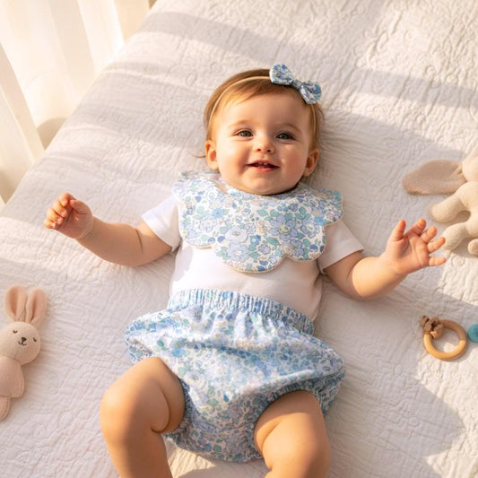 SET Liberty London Baby Bib & Bloomer: Ditsy Floral Print, Baby Nappy Cover