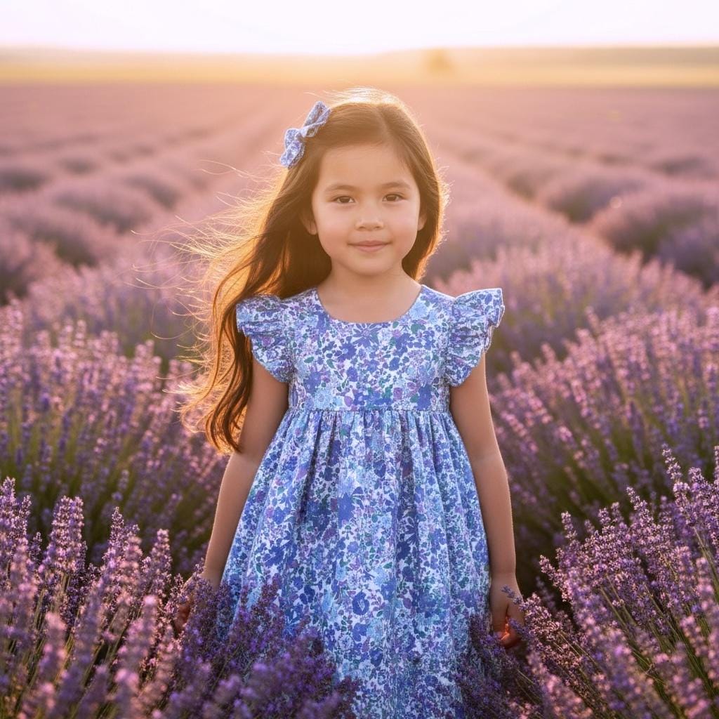 Liberty London Sleeveless Flower Girl Sun Dress: Ruffle Flutter Shoulder, Ditsy Floral Print