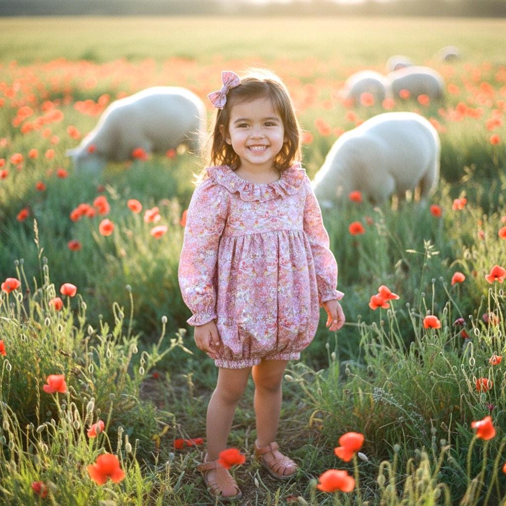 Liberty Ciara Baby Bubble Playsuit: Long Sleeve Romper, Ruffle Pierrot Collar