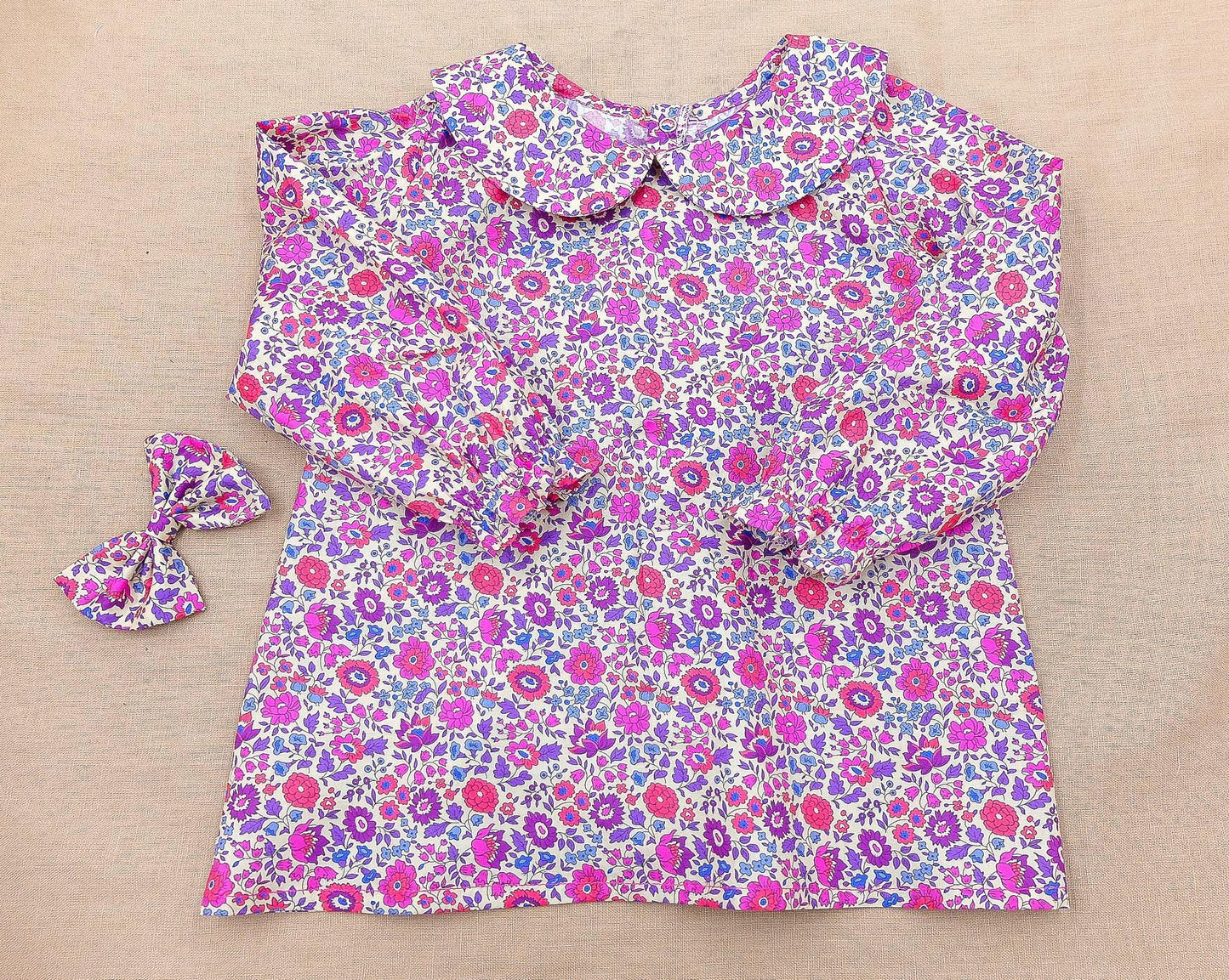 Liberty London Girl Blouse: Floral Print Long Sleeve Peter Pan Collar