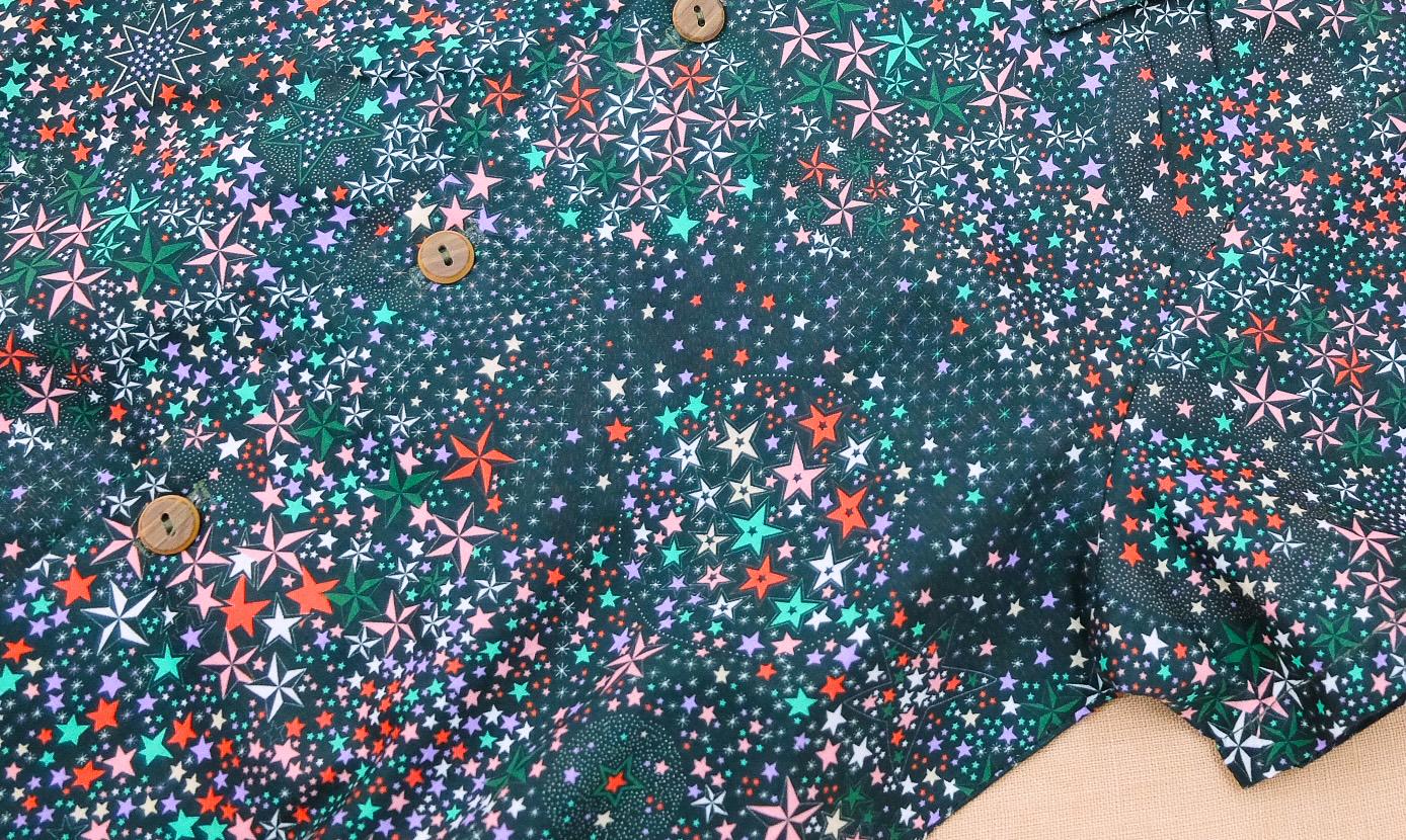 Mandarin Collar Liberty London Fabric Short Sleeve Boy Shirt: Button Up, Botanical Floral Print