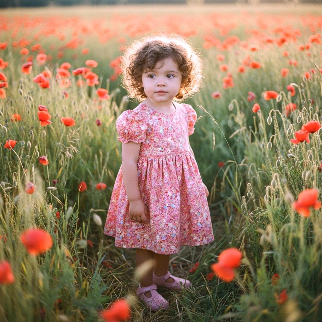 Balloon Sleeves Liberty London Flower Girl Dress: Ditsy Floral Print, Botanical Cotton Flower