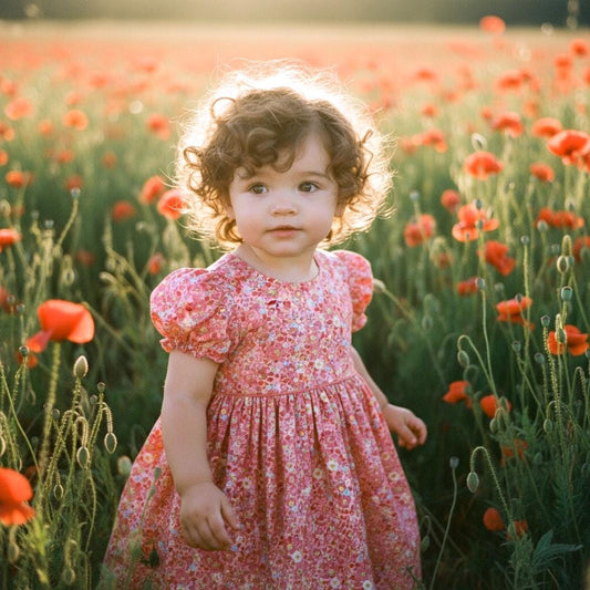 Balloon Sleeves Liberty London Flower Girl Dress: Ditsy Floral Print, Botanical Cotton Flower