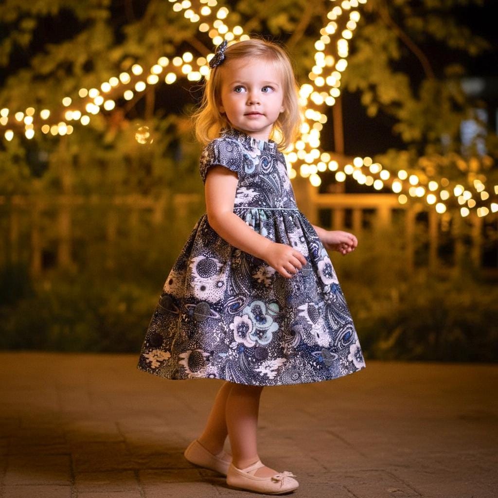 Ruffle Collar Liberty London Dress: Short Puffy Sleeves, Floral Print Cotton Girl Dress