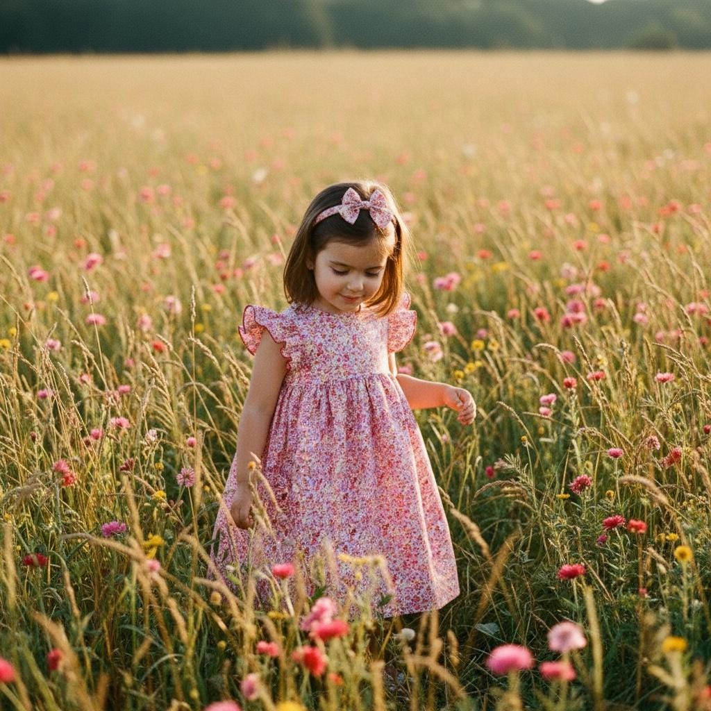 Liberty London Sleeveless Flower Girl Sun Dress: Ruffle Flutter Shoulder, Ditsy Floral Print