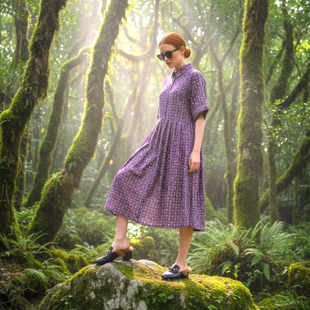 Liberty Print Gallery Midi Shirt Dress: Kimono Half Sleeves, Ditsy Floral Dress, Button Through