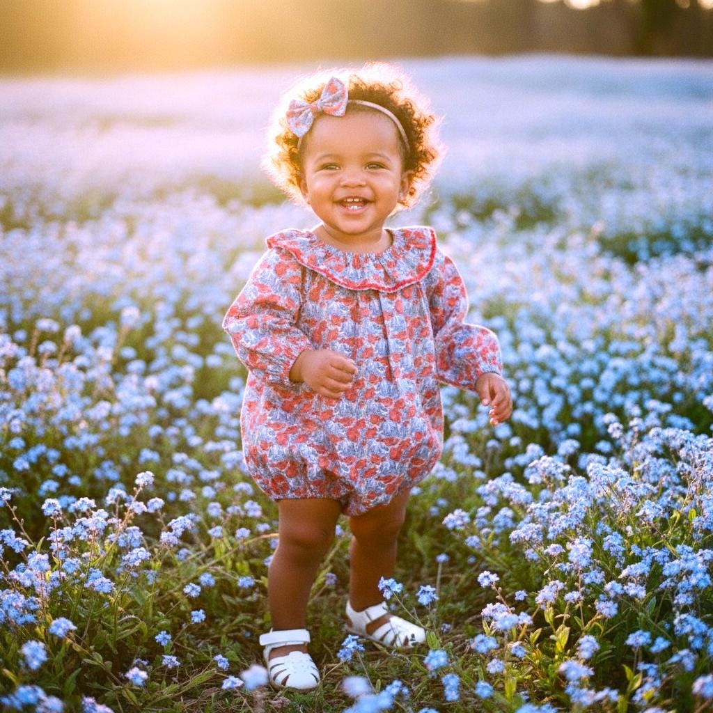 Long Sleeve Liberty London Bubble Romper: Ruffle Collar, Floral Cotton Baby Onesie