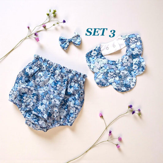 SET Liberty London Baby Bib & Bloomer: Ditsy Floral Print, Baby Nappy Cover