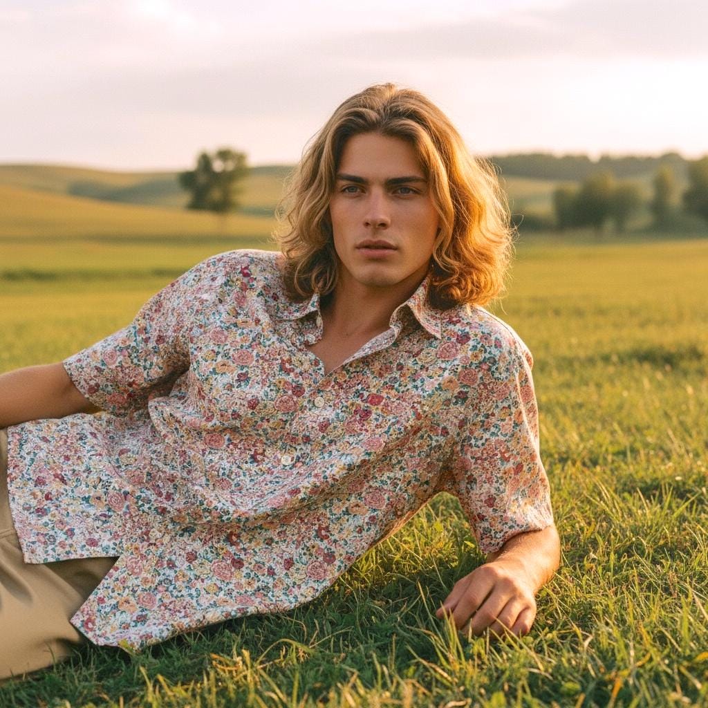 Liberty London Floral Print Men Shirt: Short Sleeve Button Up, Botanical