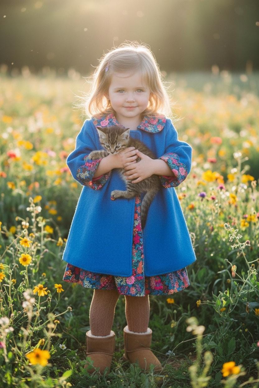 SET Liberty London Wool Coat Dress Set Peter Pan Collar Long Sleeves Floral Print