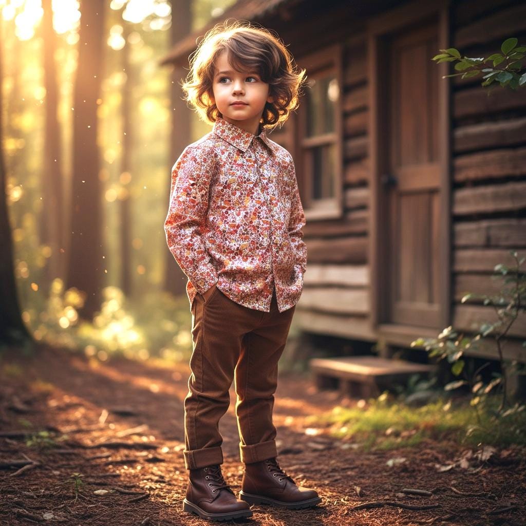 Liberty Print Boy Shirt: Long Sleeve Cotton Button-Up