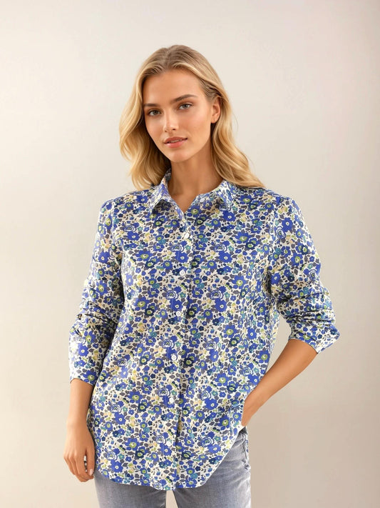 Long Sleeve Liberty London Shirt: Button Through, Ditsy Floral Print