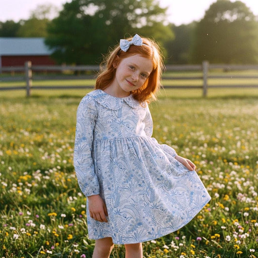 Long Sleeve Liberty London Girl Dress: Peter Pan Collar, Vintage Ditsy Floral Print