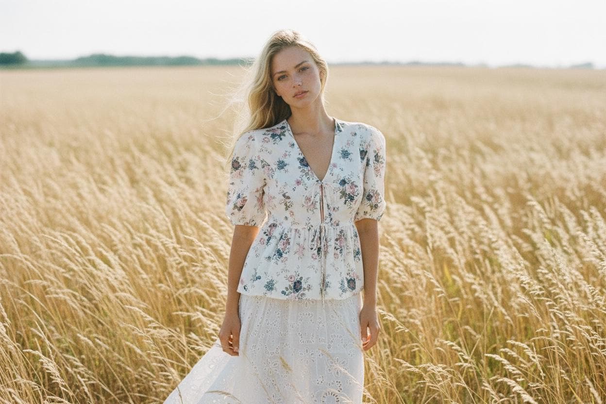 Liberty London Floral Blouse, Cotton Tana Lawn Peplum Top, Puffy Sleeves