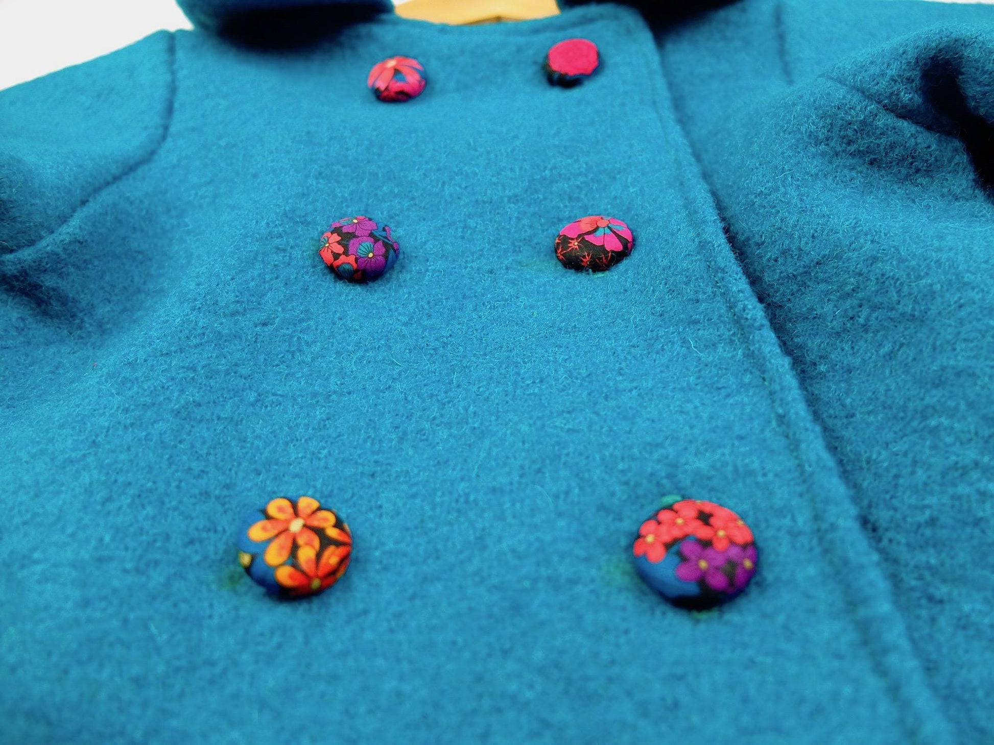 SET Liberty London Wool Coat Dress Set Peter Pan Collar Long Sleeves Floral Print