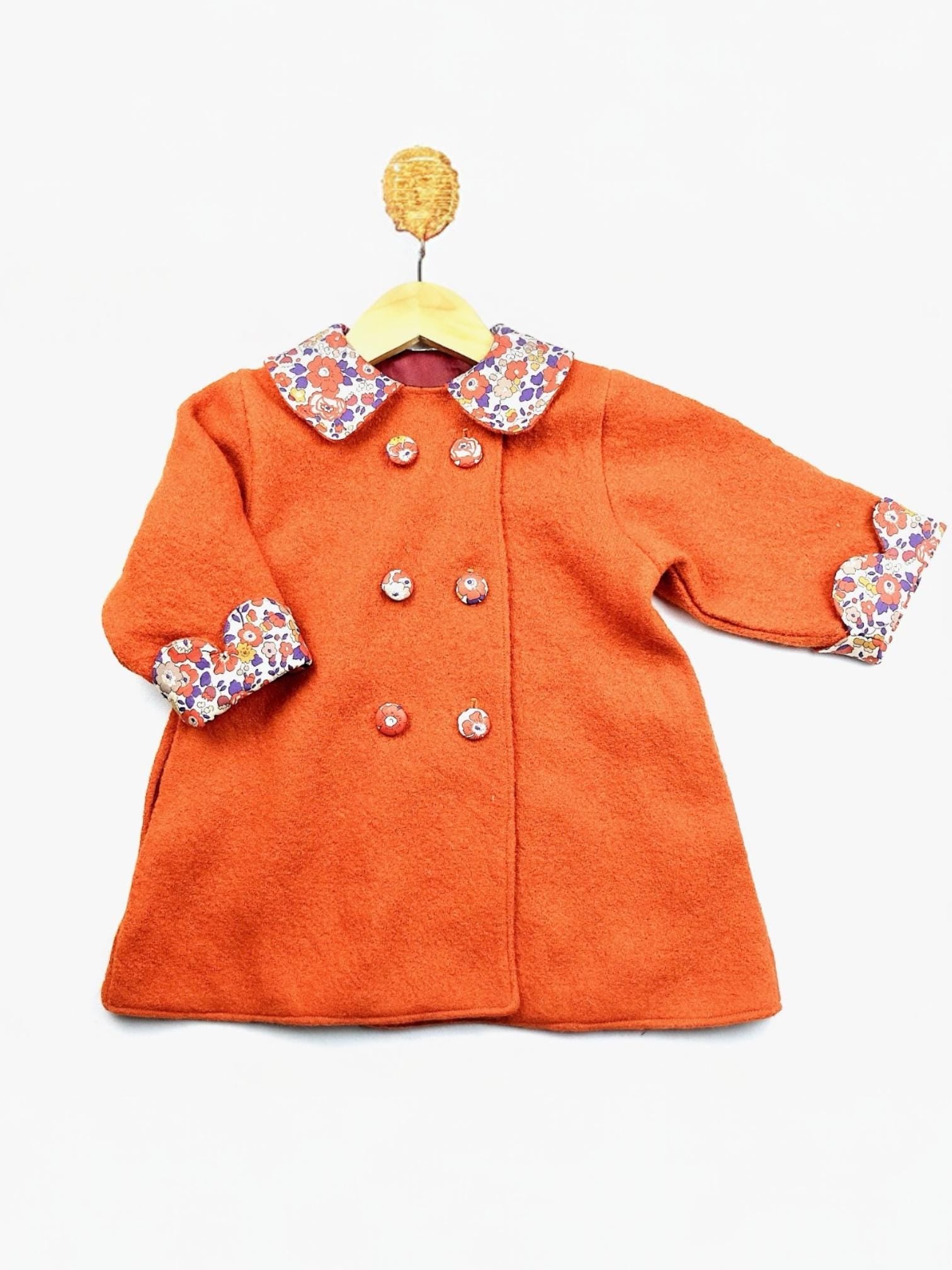 SET Liberty London Wool Coat Dress Set Peter Pan Collar Long Sleeves Floral Print