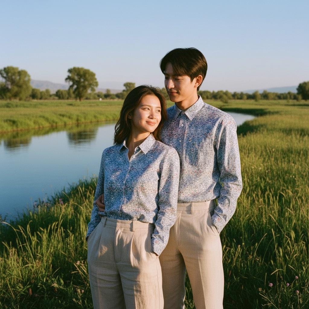 Liberty London Matching Shirts, Floral Print Cotton Tana Lawn, Long Sleeve Button-Up Chemise