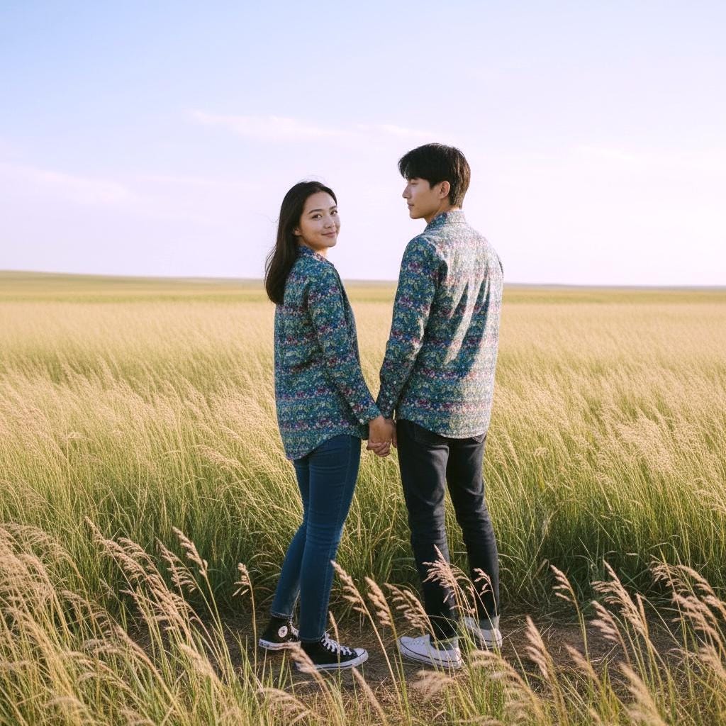 Liberty London Cotton Couple Shirts, Long Sleeve Matching Outfits