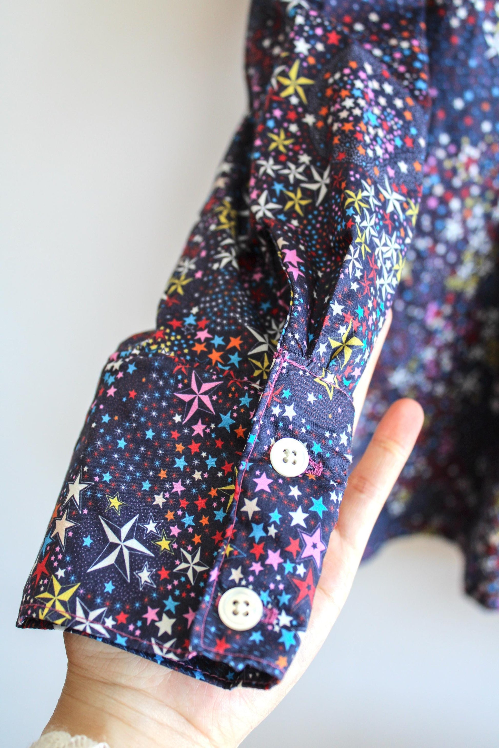 Liberty London Peter Pan Ruffle Collar Shirt: Long Sleeve Handmade Blouse, Ditsy Floral Top