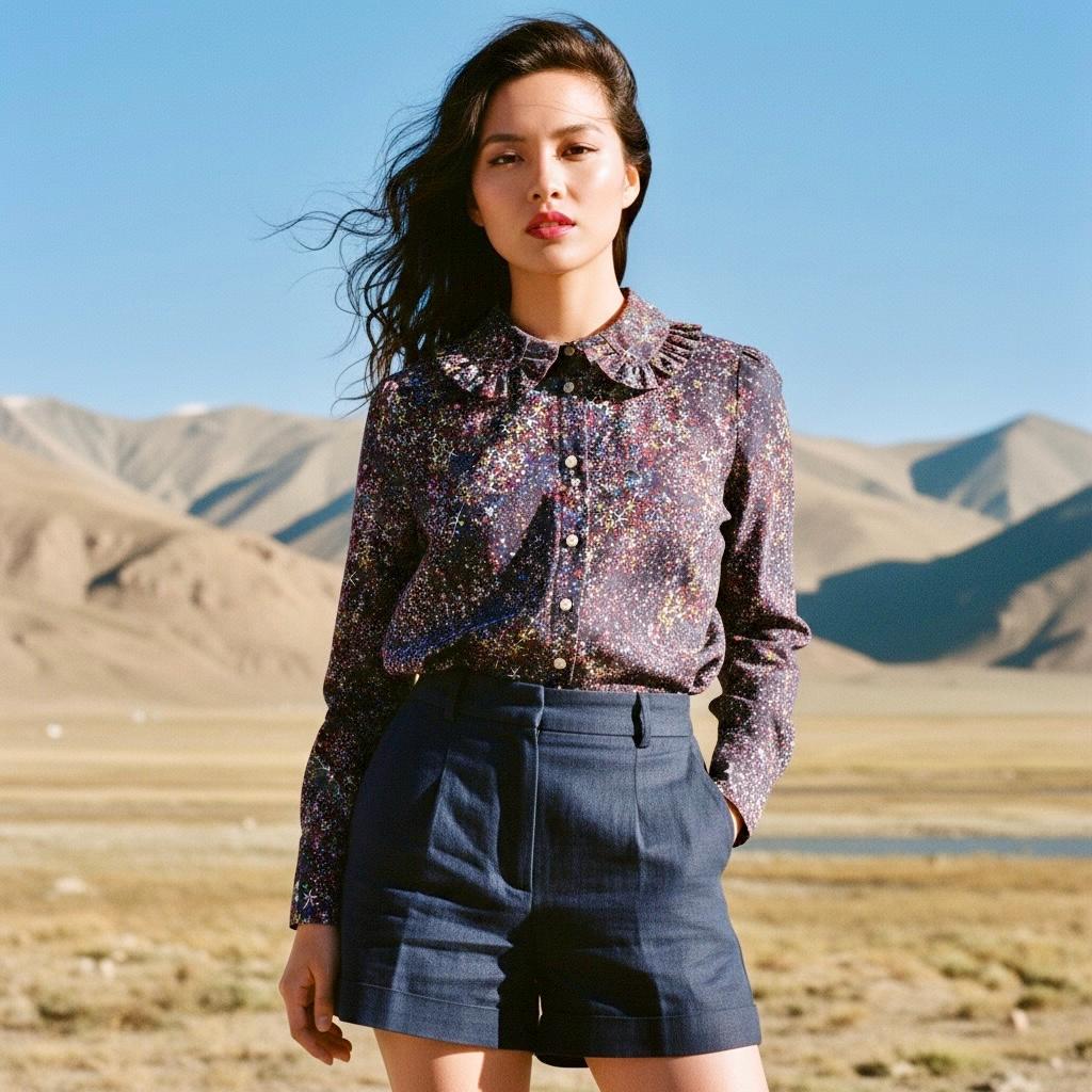 Liberty London Peter Pan Ruffle Collar Shirt: Long Sleeve Handmade Blouse, Ditsy Floral Top