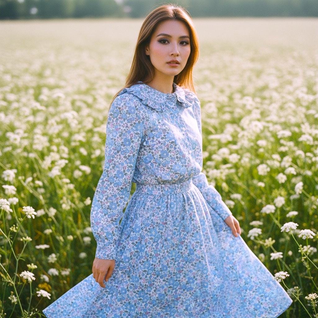 Liberty London Peter Pan Ruffle Collar Shirt: Long Sleeve Handmade Blouse, Ditsy Floral Top