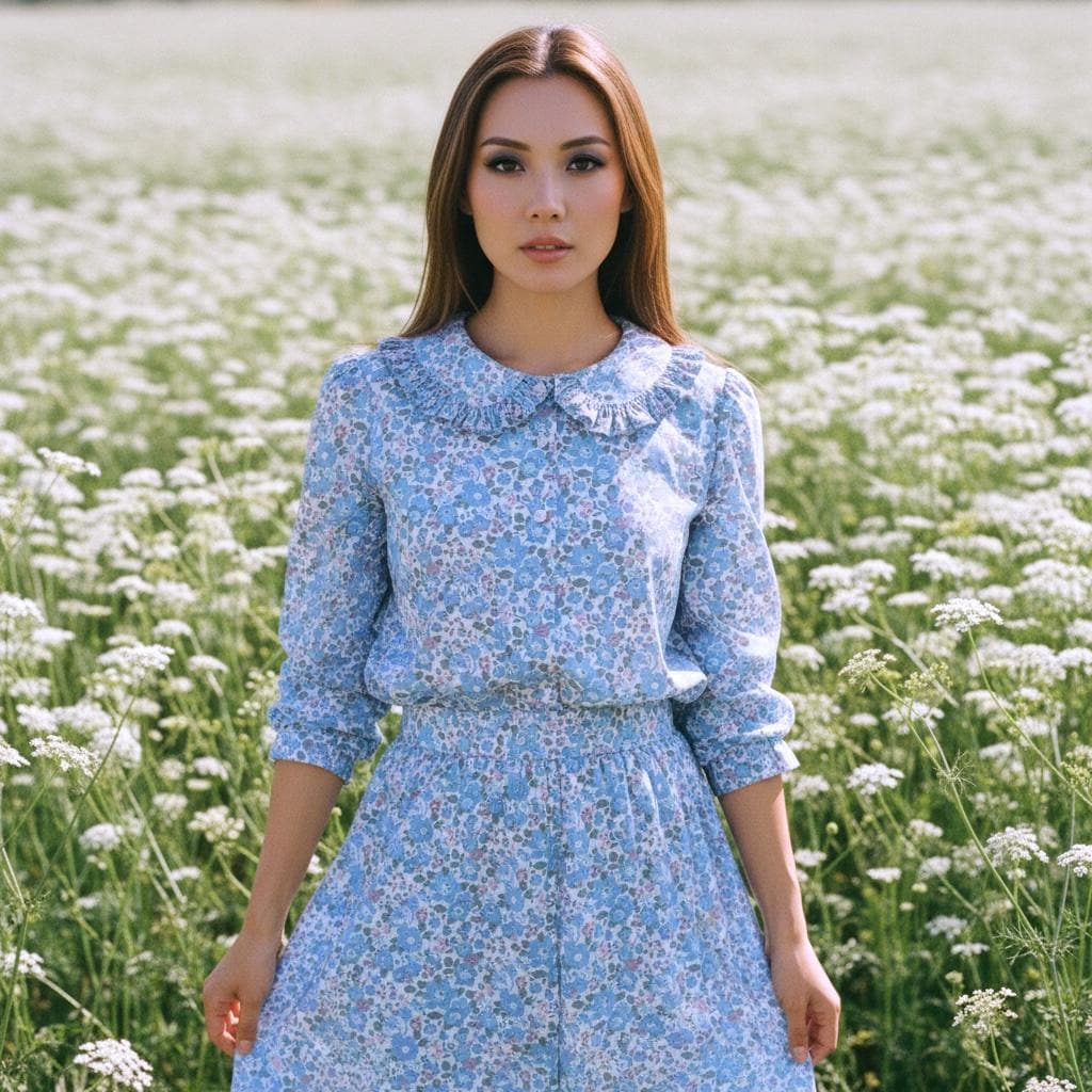 Liberty London Peter Pan Ruffle Collar Shirt: Long Sleeve Handmade Blouse, Ditsy Floral Top