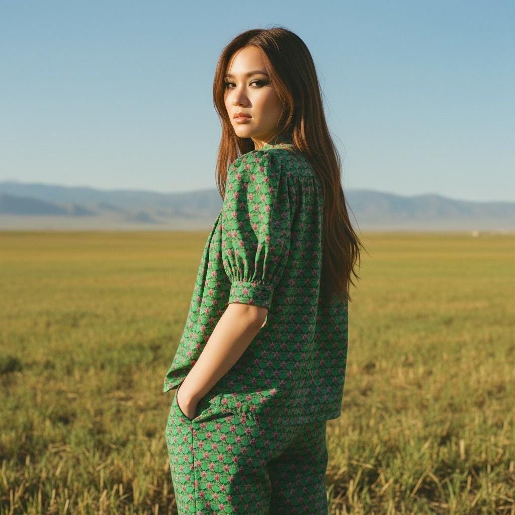 Liberty Mandarin Collar Gather Blouse: Ditsy Floral Print, Botanical Short Sleeve Shirt