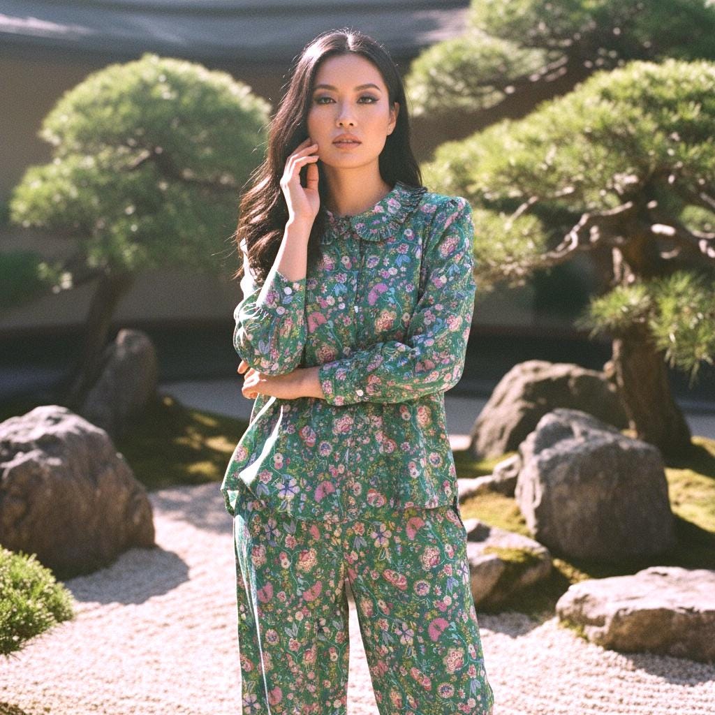 Liberty London Palazzo Pants: Floral Print Wide Leg Cotton Trousers, Ditsy Botanical Print