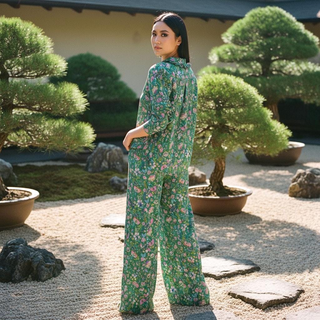 Liberty London Palazzo Pants: Floral Print Wide Leg Cotton Trousers, Ditsy Botanical Print