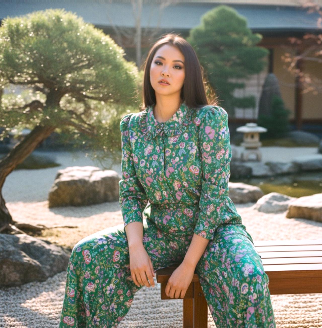 Liberty London Palazzo Pants: Floral Print Wide Leg Cotton Trousers, Ditsy Botanical Print