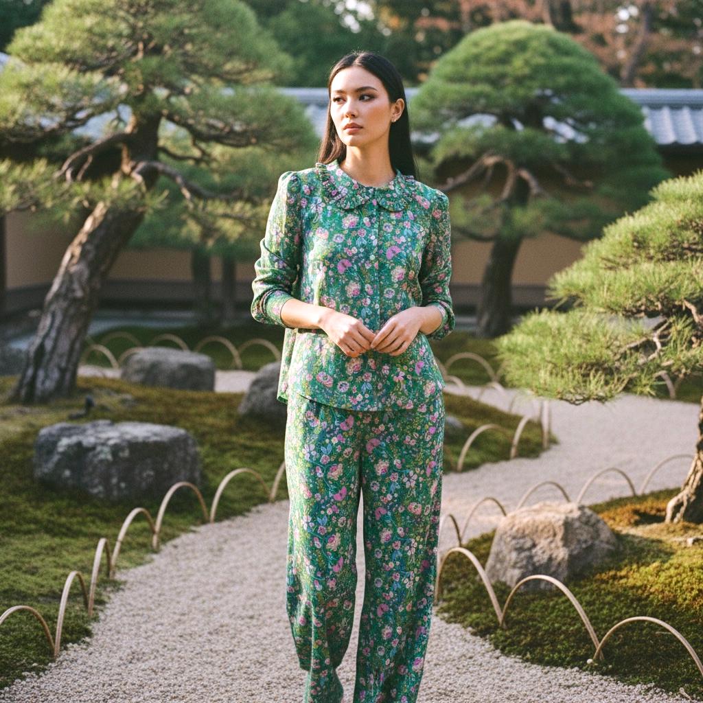 Liberty London Palazzo Pants: Floral Print Wide Leg Cotton Trousers, Ditsy Botanical Print