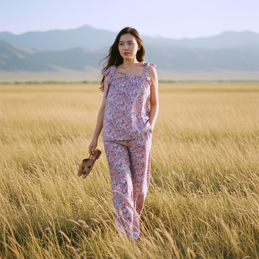 Liberty London Floral Lounge Set, Tana Lawn Cotton Tank Top & Palazzo Pants