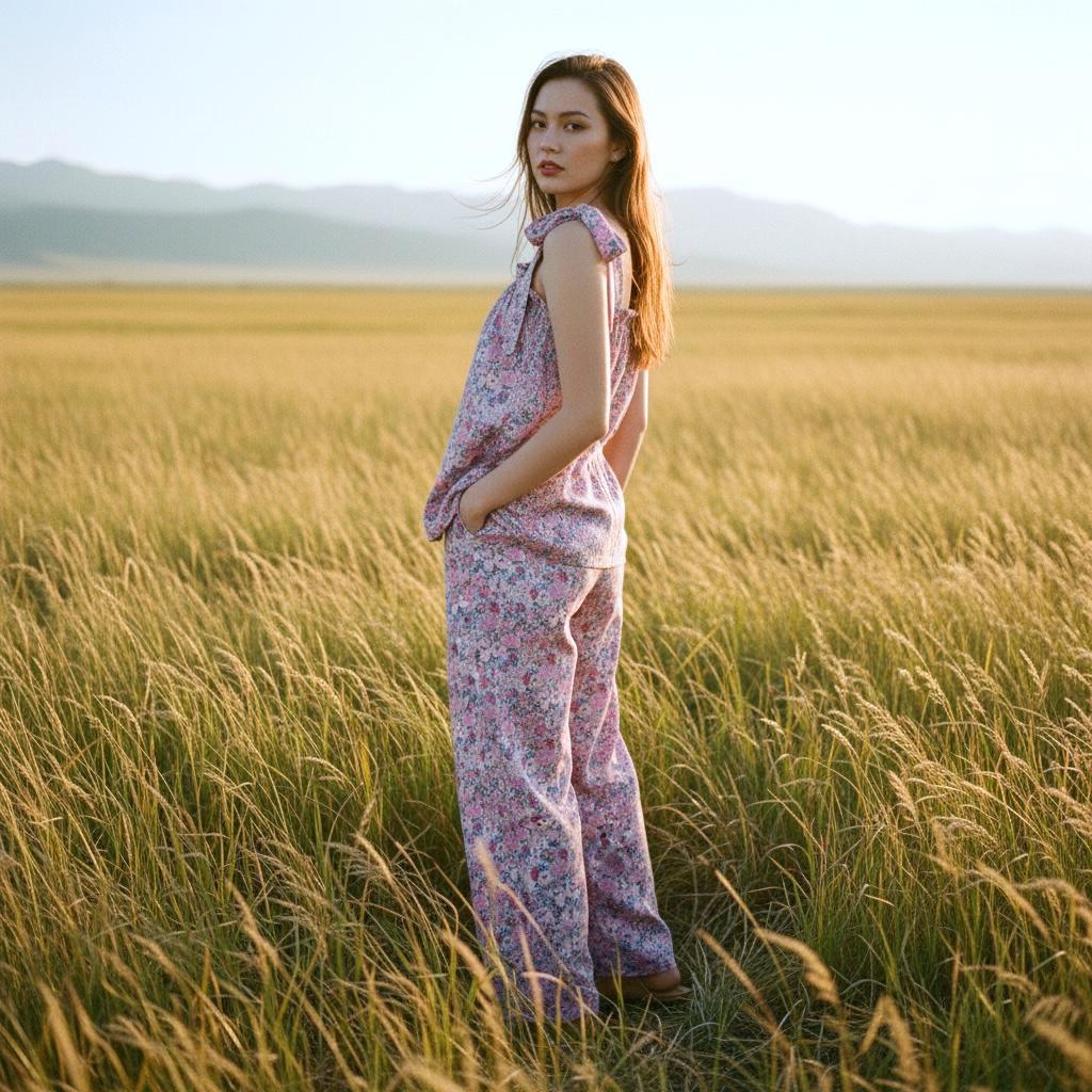 Liberty London Floral Lounge Set, Tana Lawn Cotton Tank Top & Palazzo Pants