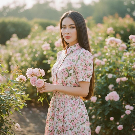 Liberty London Floral Shirt, Pink Rose Print, Short Sleeve Cotton Top
