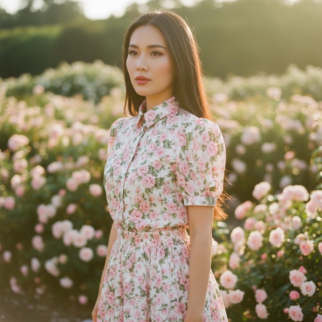 Liberty London Floral Shirt, Pink Rose Print, Short Sleeve Cotton Top