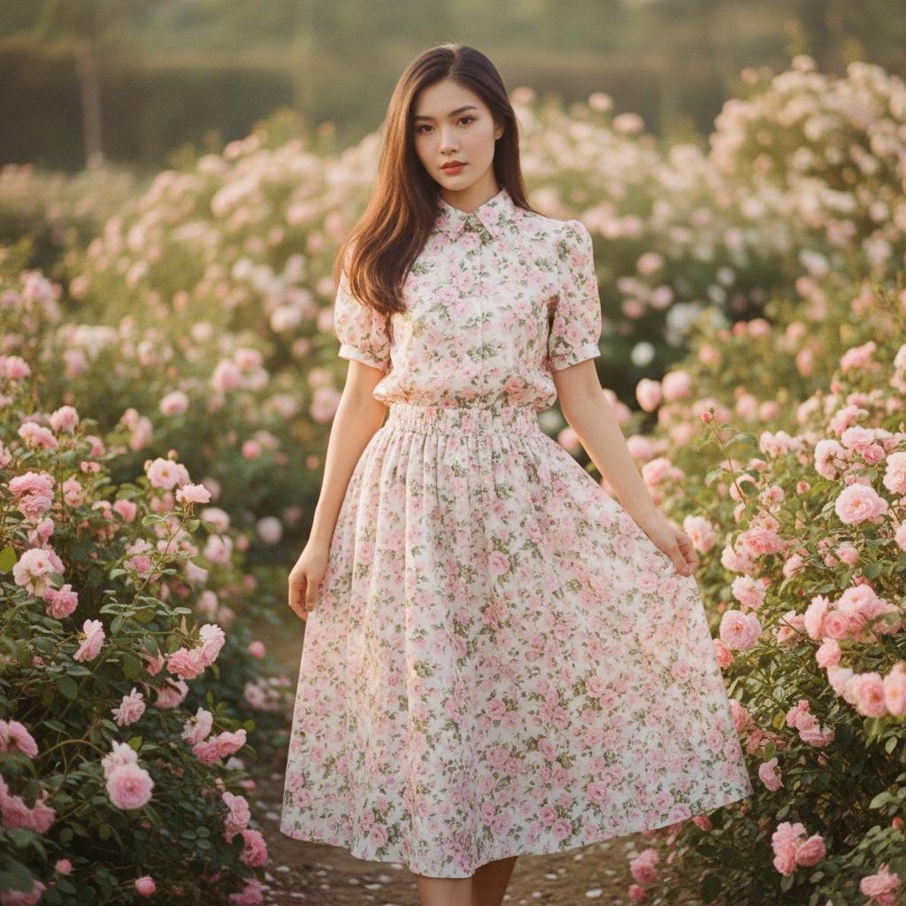 Liberty London Floral Shirt, Pink Rose Print, Short Sleeve Cotton Top