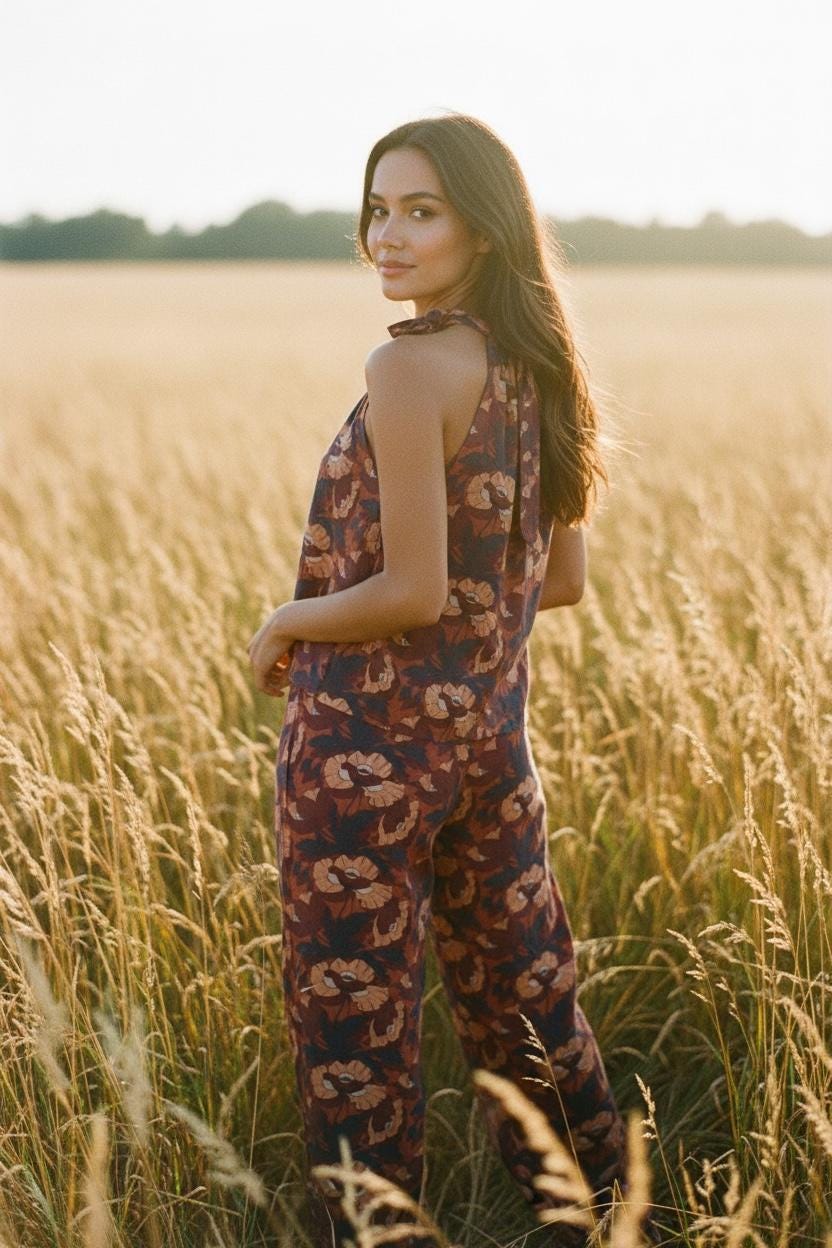 Summer Liberty London Halter Neck Blouse: Botanical Floral Print Top, Cotton Tana Lawn Fabric