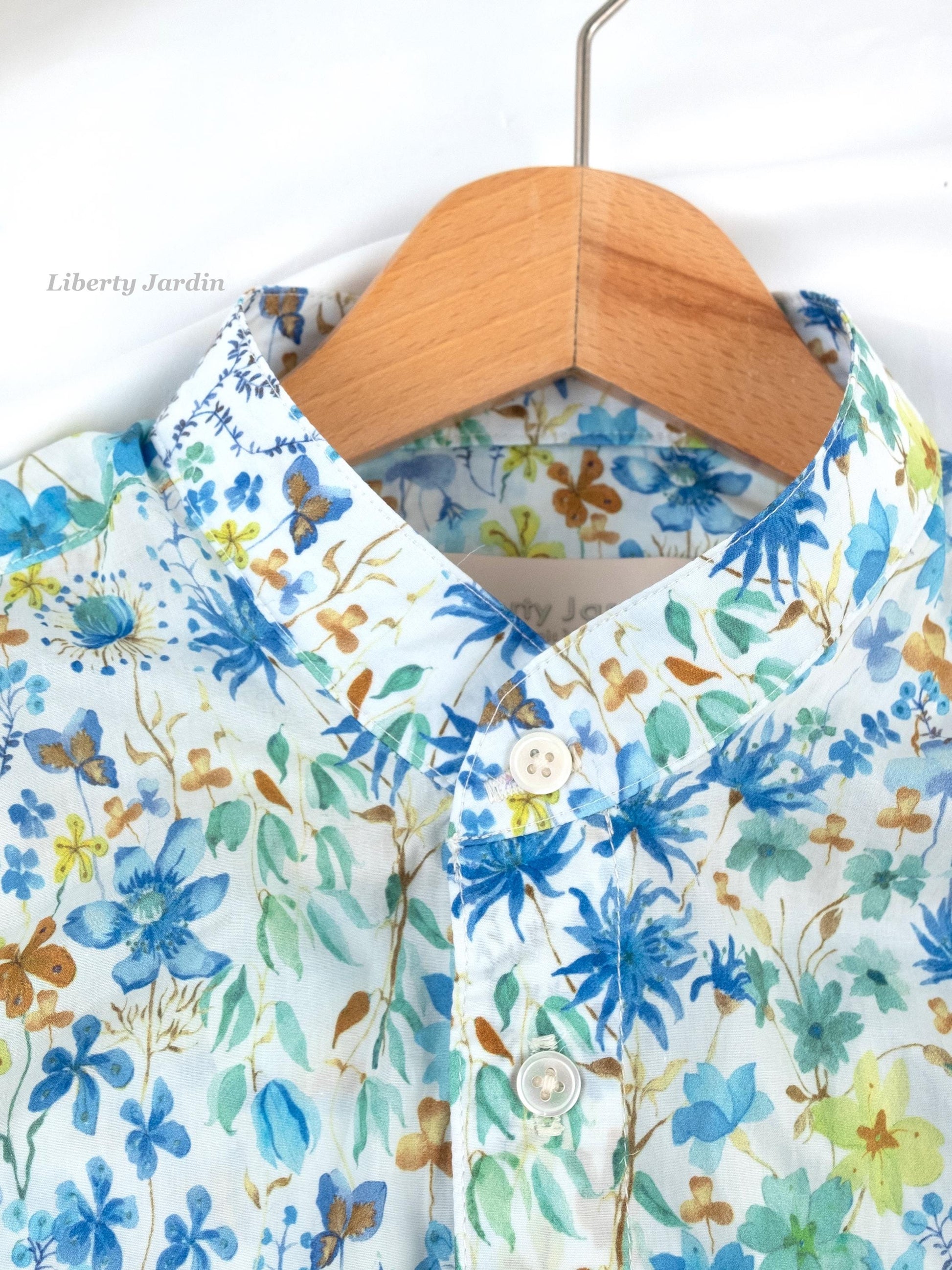 Liberty London Floral Shirt, Mandarin Collar, Slim Fit Tana Lawn Cotton