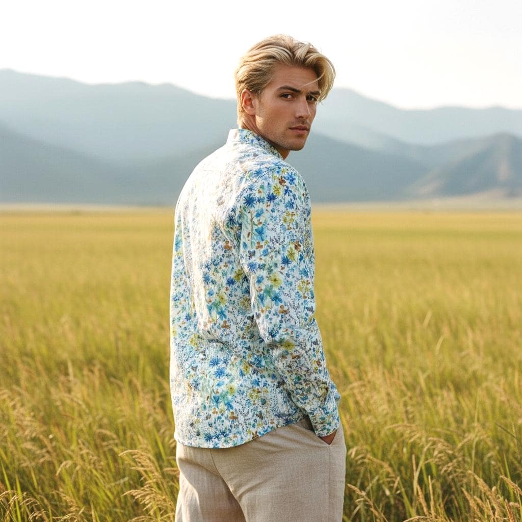 Liberty London Floral Shirt, Mandarin Collar, Slim Fit Tana Lawn Cotton