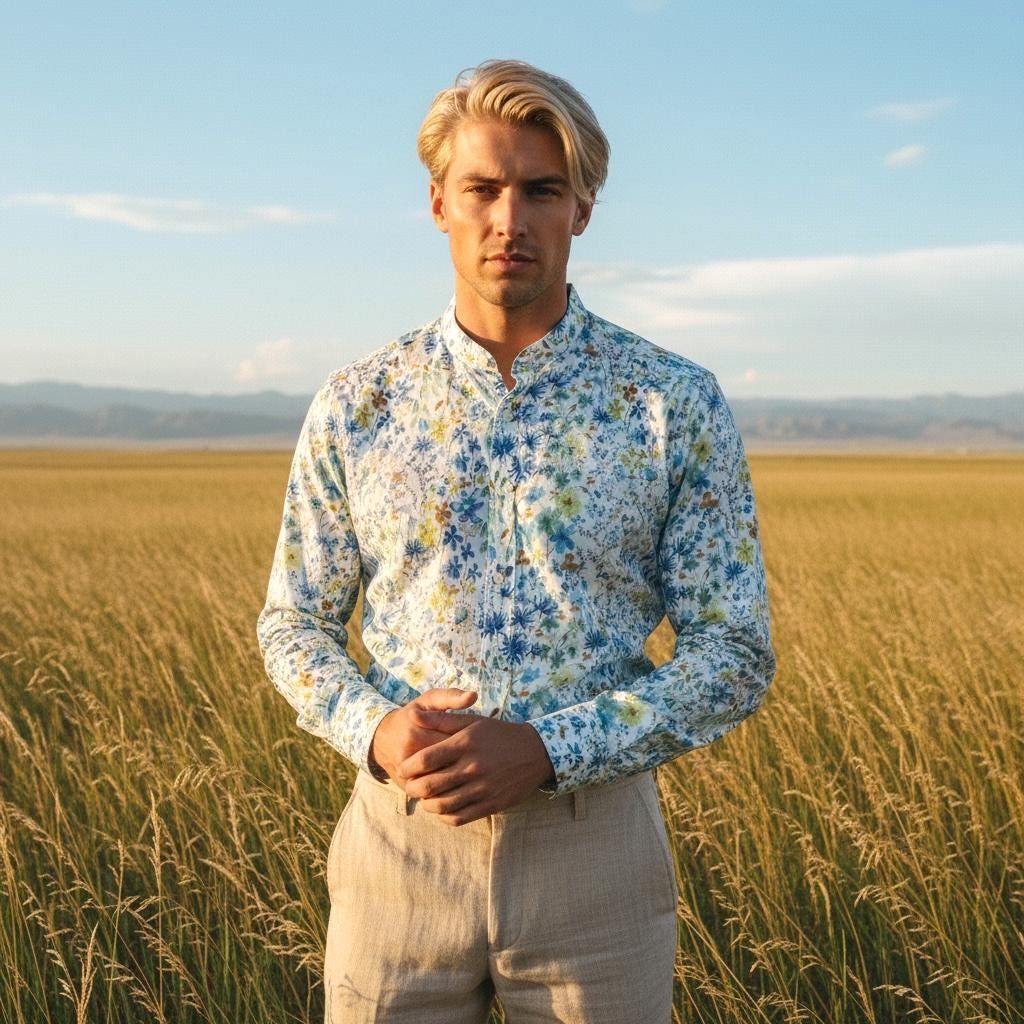 Liberty London Floral Shirt, Mandarin Collar, Slim Fit Tana Lawn Cotton